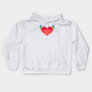 Love Is Love: Rainbow-Winged Heart Kids Hoodie